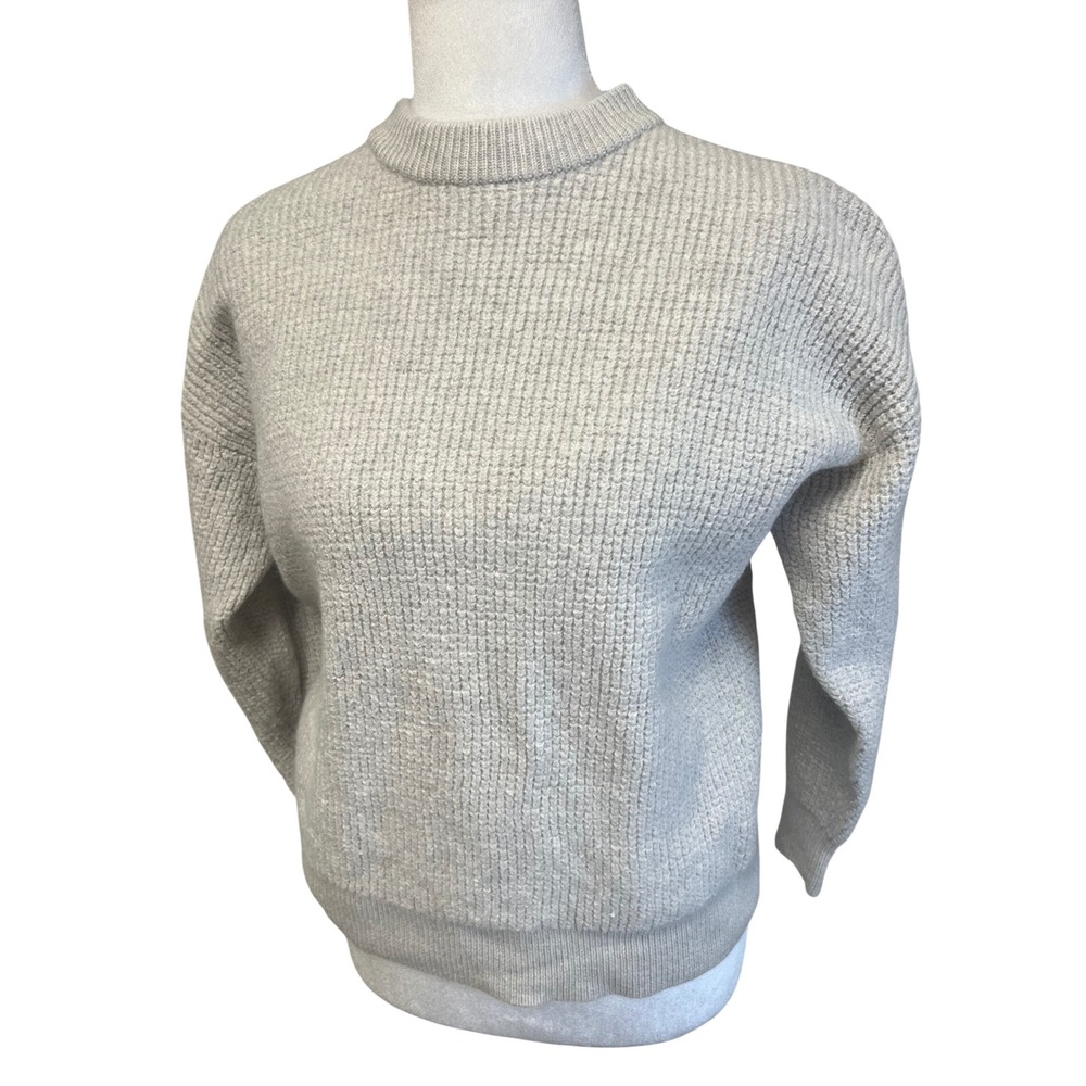 Wilfred Free Aritzia Sweater Womens Sz S Grey Waffle Knit Crew Neck Pullover